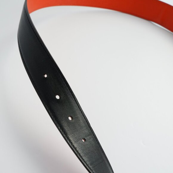 Authentic Preowned Hermes Black/ Orange Leather Martelee H Belt - 85 - Picture 8 of 14